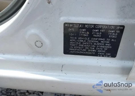 2012 Suzuki Sx4 Le/Le Popular из США, поврежденный, VIN JS2YC5A39C6302670